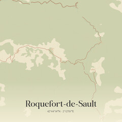Obraz premium Vintage map of Roquefort-de-Sault, France.