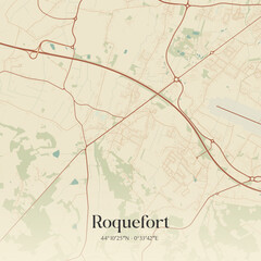Obraz premium Vintage map of Roquefort, France.