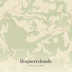 Obraz premium Vintage map of Roqueredonde, France.