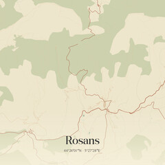 Obraz premium Vintage map of Rosans, France.