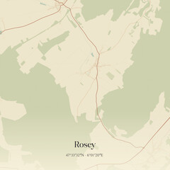 Obraz premium Vintage map of Rosey, France.