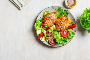 Healthy lunch with grilled chicken and vegetable