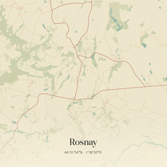 Vintage map of Rosnay, France.