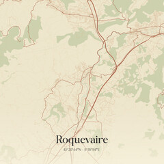 Fototapeta premium Vintage map of Roquevaire, France.