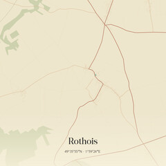 Fototapeta premium Vintage map of Rothois, France.