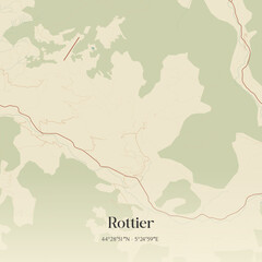 Fototapeta premium Vintage map of Rottier, France.