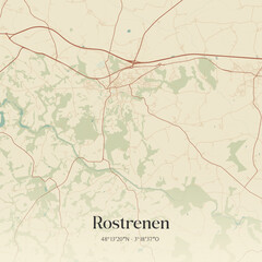 Obraz premium Vintage map of Rostrenen, France.