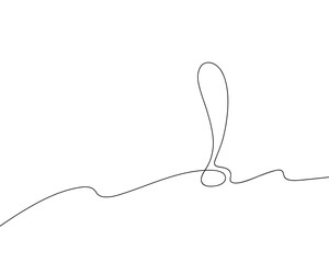 Fototapeta premium Exclamation mark, hand-drawn with one endless continuous line, vector. Black and white modern, minimalistic, graphic illustration. Background element, banner, business card, leaflet