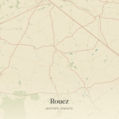 Fototapeta premium Vintage map of Rouez, France.