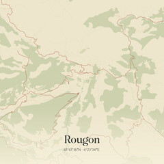 Obraz premium Vintage map of Rougon, France.