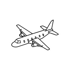 Commercial aircraft atr 72 line art vector.
