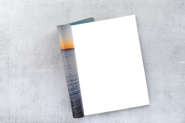 Open magazine with blank white page for mock up