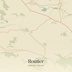 Fototapeta premium Vintage map of Routier, France.