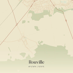 Obraz premium Vintage map of Rouville, France.