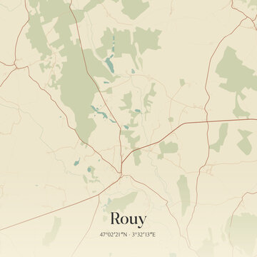Vintage map of Rouy, France.