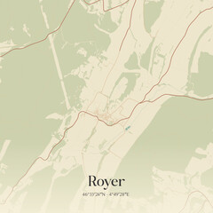 Obraz premium Vintage map of Royer, France.