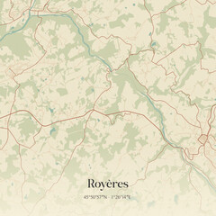 Fototapeta premium Vintage map of Royères, France.