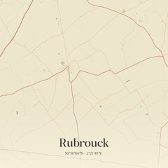 Obraz premium Vintage map of Rubrouck, France.
