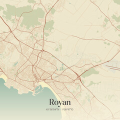 Obraz premium Vintage map of Royan, France.