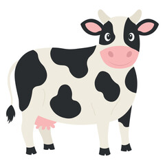 Cow in flat style. Vector illustration of an animal on a farm
