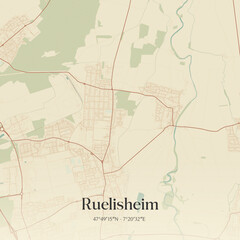 Obraz premium Vintage map of Ruelisheim, France.