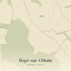 Fototapeta premium Vintage map of Rupt-sur-Othain, France.
