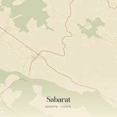 Obraz premium Vintage map of Sabarat, France.