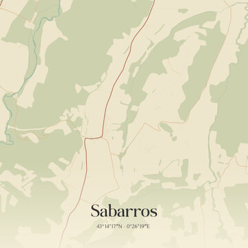 Vintage map of Sabarros, France.