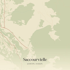 Fototapeta premium Vintage map of Saccourvielle, France.