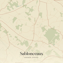 Fototapeta premium Vintage map of Sablonceaux, France.