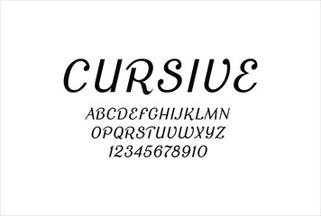 Cursive font for logo and headline. Isolated vector typeset