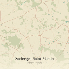 Fototapeta premium Vintage map of Sacierges-Saint-Martin, France.