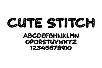 Cute Stitch  font for logo and headline. Isolated vector typeset