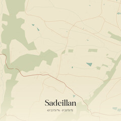 Obraz premium Vintage map of Sadeillan, France.