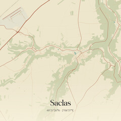 Fototapeta premium Vintage map of Saclas, France.