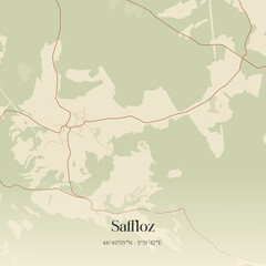Fototapeta premium Vintage map of Saffloz, France.