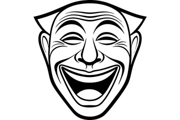Classic Comedy Mask Vector | Theatrical Symbol for Creative Projects