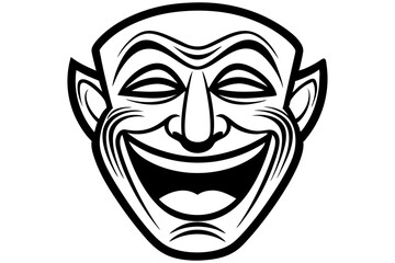 Classic Comedy Mask Vector | Theatrical Symbol for Creative Projects