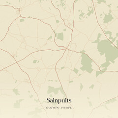 Naklejka premium Vintage map of Sainpuits, France.