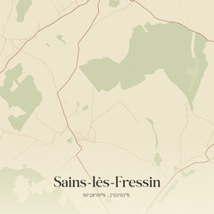 Obraz premium Vintage map of Sains-lès-Fressin, France.