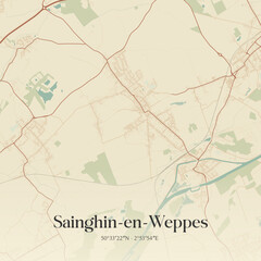 Fototapeta premium Vintage map of Sainghin-en-Weppes, France.