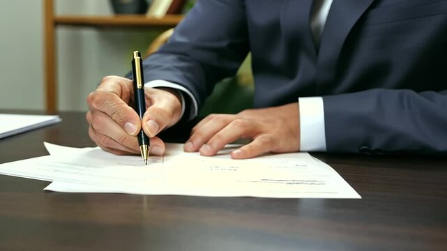 Hand Signing Legal Document with Pen