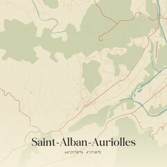 Fototapeta premium Vintage map of Saint-Alban-Auriolles, France.