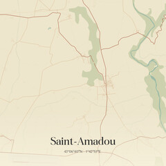 Fototapeta premium Vintage map of Saint-Amadou, France.