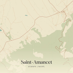 Obraz premium Vintage map of Saint-Amancet, France.