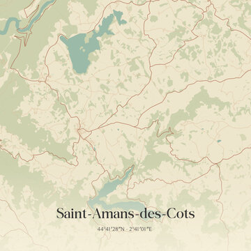 Vintage map of Saint-Amans-des-Cots, France.