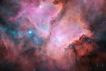 Fototapeta premium vast cosmic scene with swirling nebulas and distant stars beckons exploration against dark infinite backdrop
