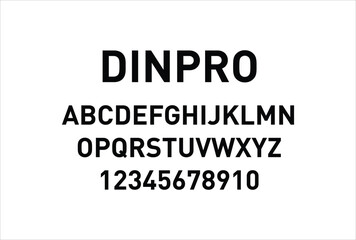 Dinpro font for logo and headline. Isolated vector typeset