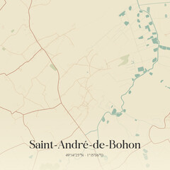 Fototapeta premium Vintage map of Saint-André-de-Bohon, France.