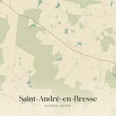 Obraz premium Vintage map of Saint-André-en-Bresse, France.